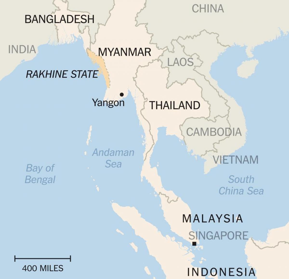 dövlət ракхайн xəritəsi, Myanma 
