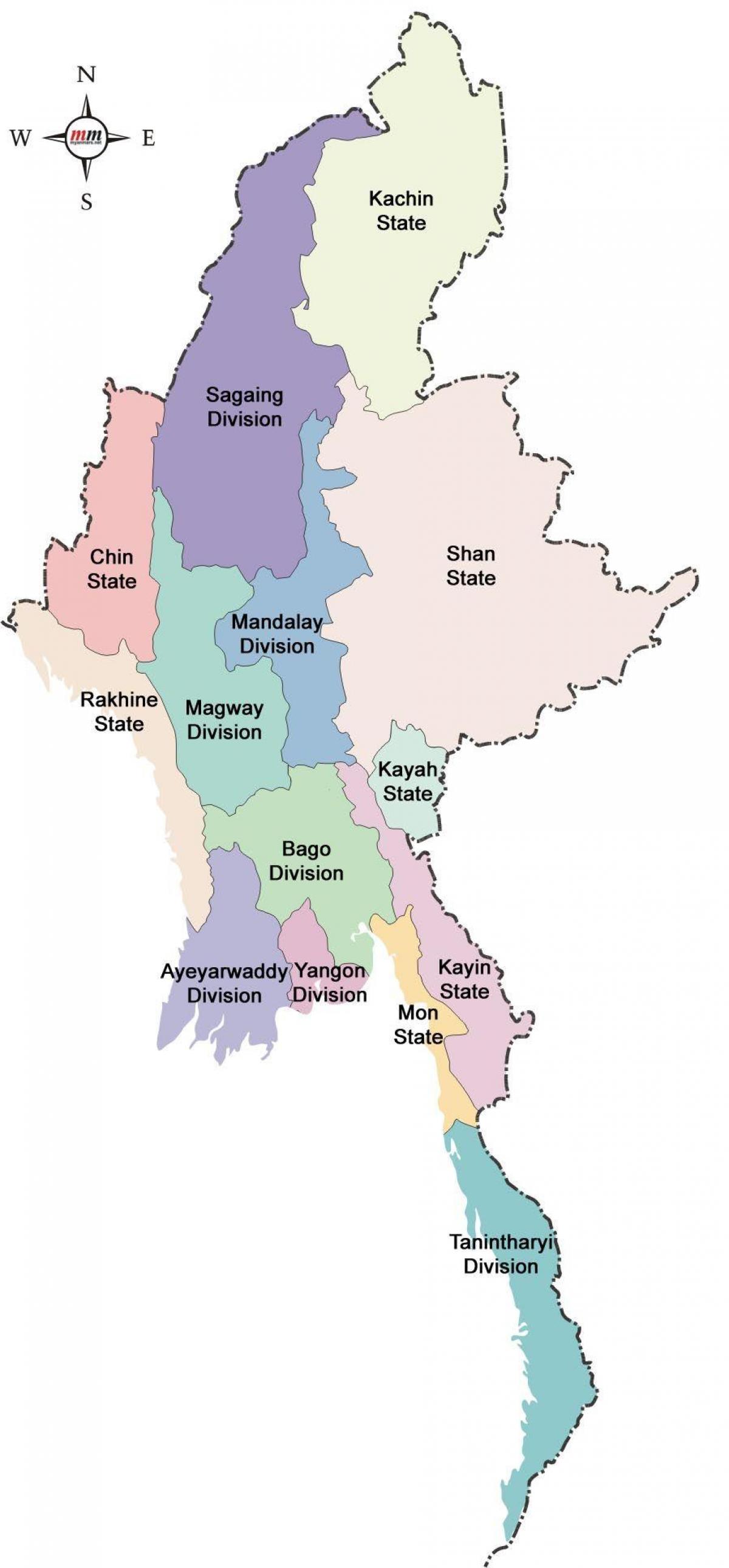 Burma dövlətlərin xəritəsi