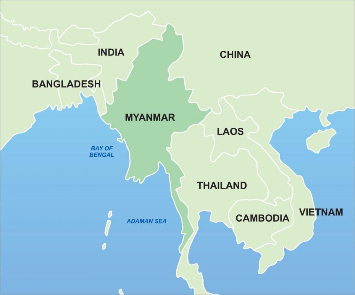 Myanmar xəritədə Asiya