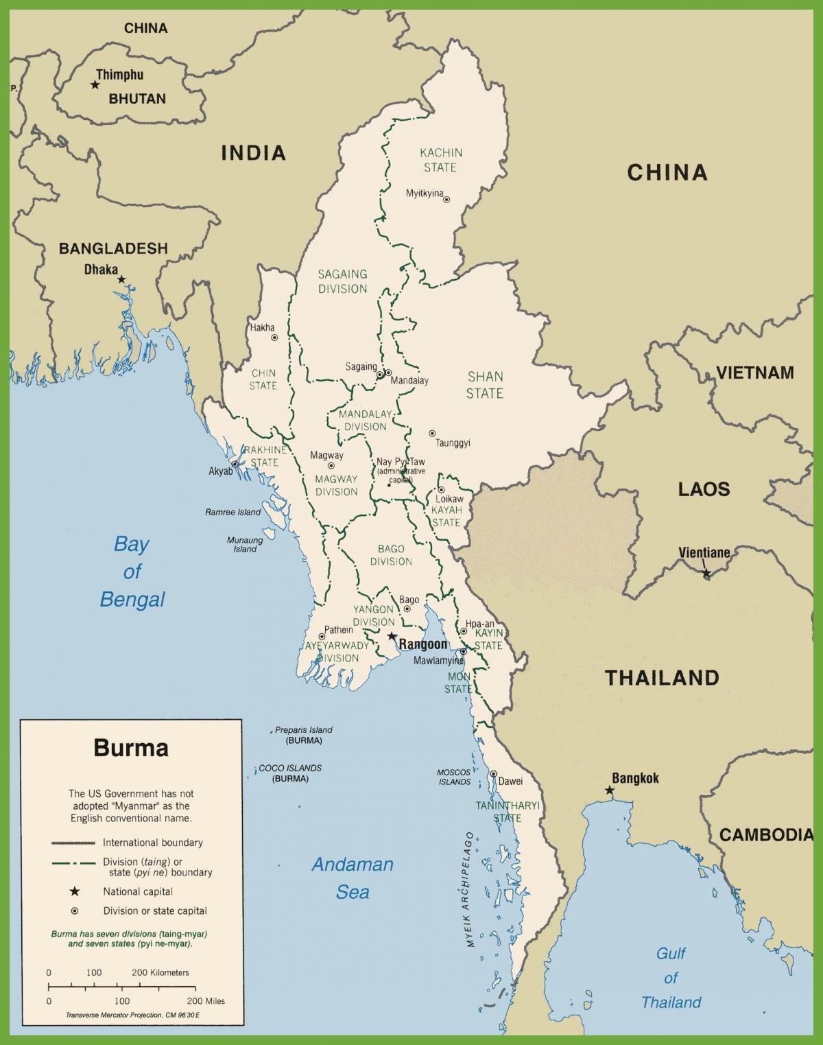 Siyasi Burma xəritə
